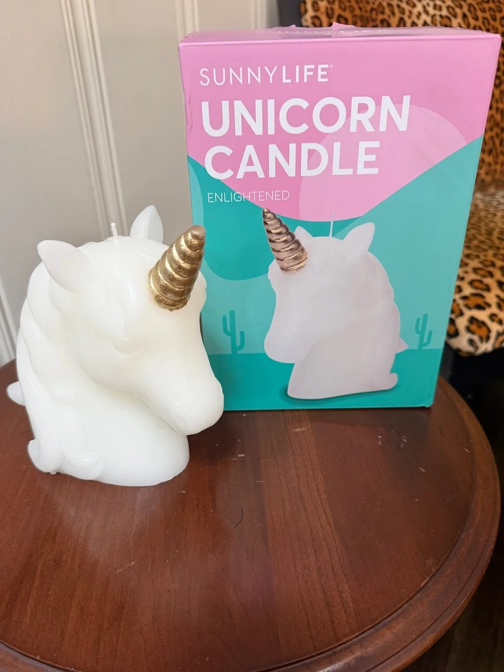 White and Gold Unicorn Candle - New in Box Decorative Home Accent